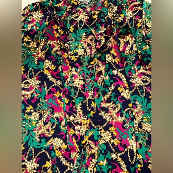 Vintage Christie & Jill Blouse Women Size 10 Button Up Long Sleeve Made in Korea - Picture 2 of 8